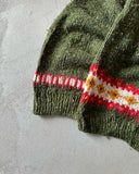 1970s - Green/Red Nordic Wool Sweater - XL