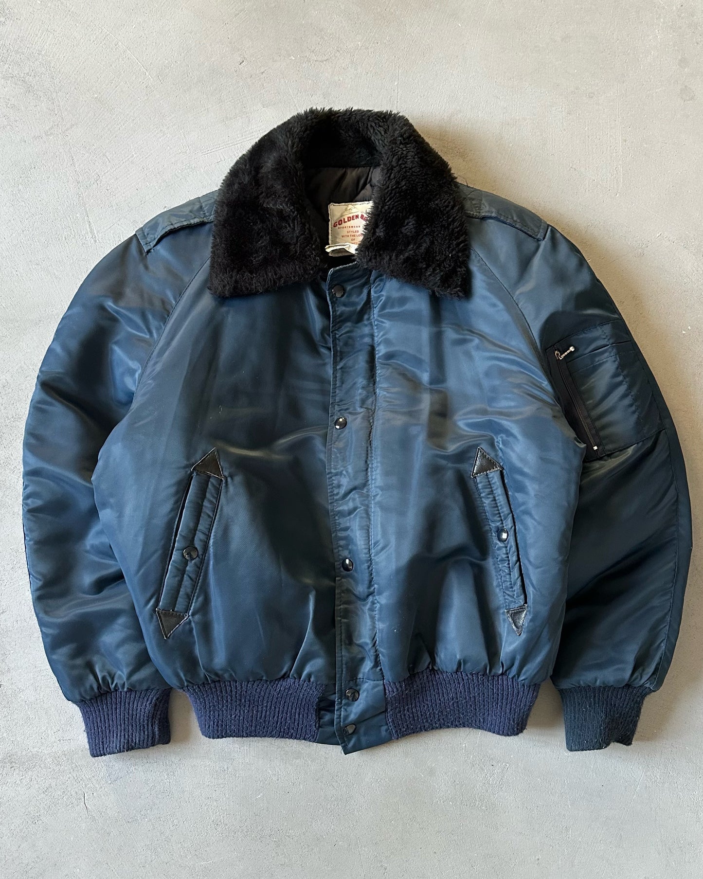 1980s - Navy Golden Bay Bomber Jacket - L