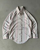 1970s - Pink/Green Striped Knit Dress Shirt - S (15)