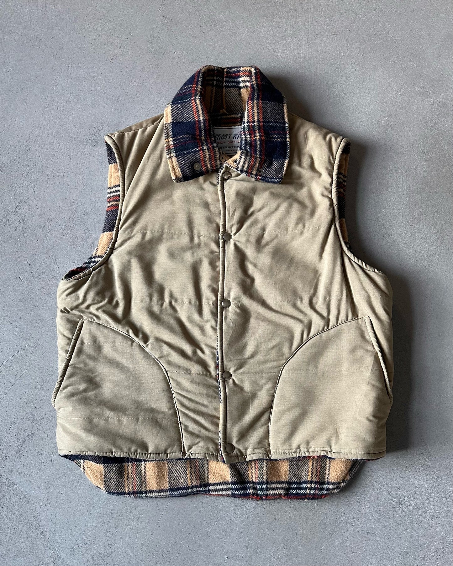 1980s - Beige Frost King Puffer Vest - M