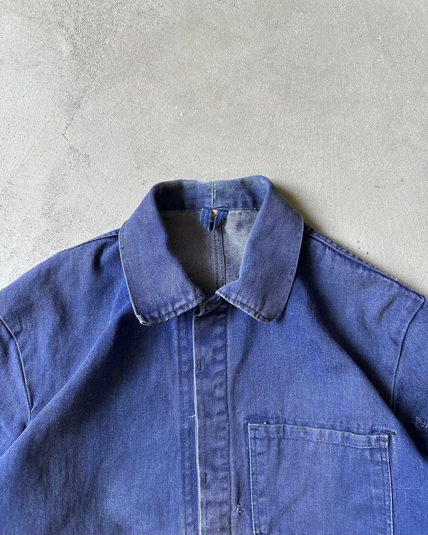1980s - Distressed Blue Denim Euro Chore - M