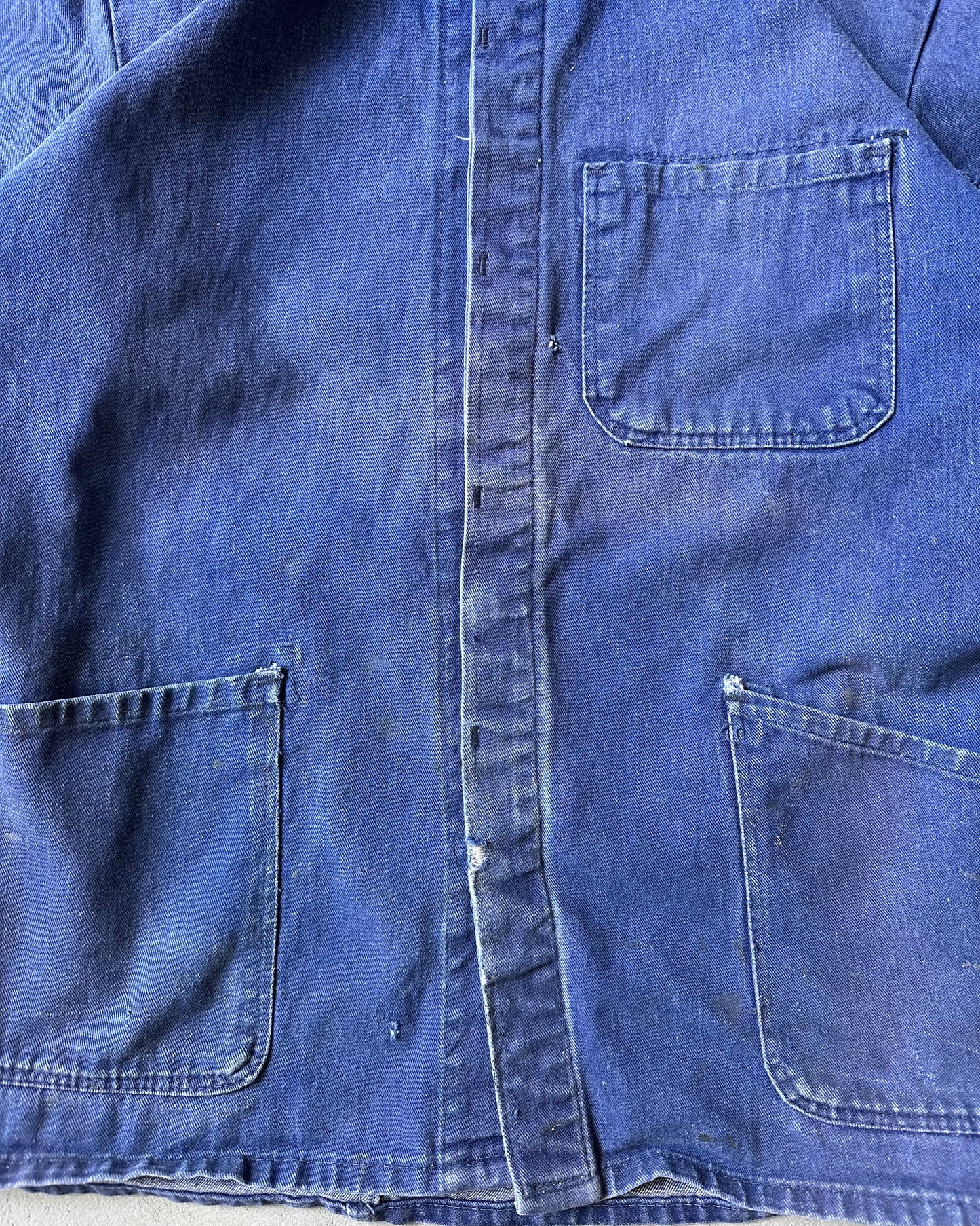 1980s - Distressed Blue Denim Euro Chore - M