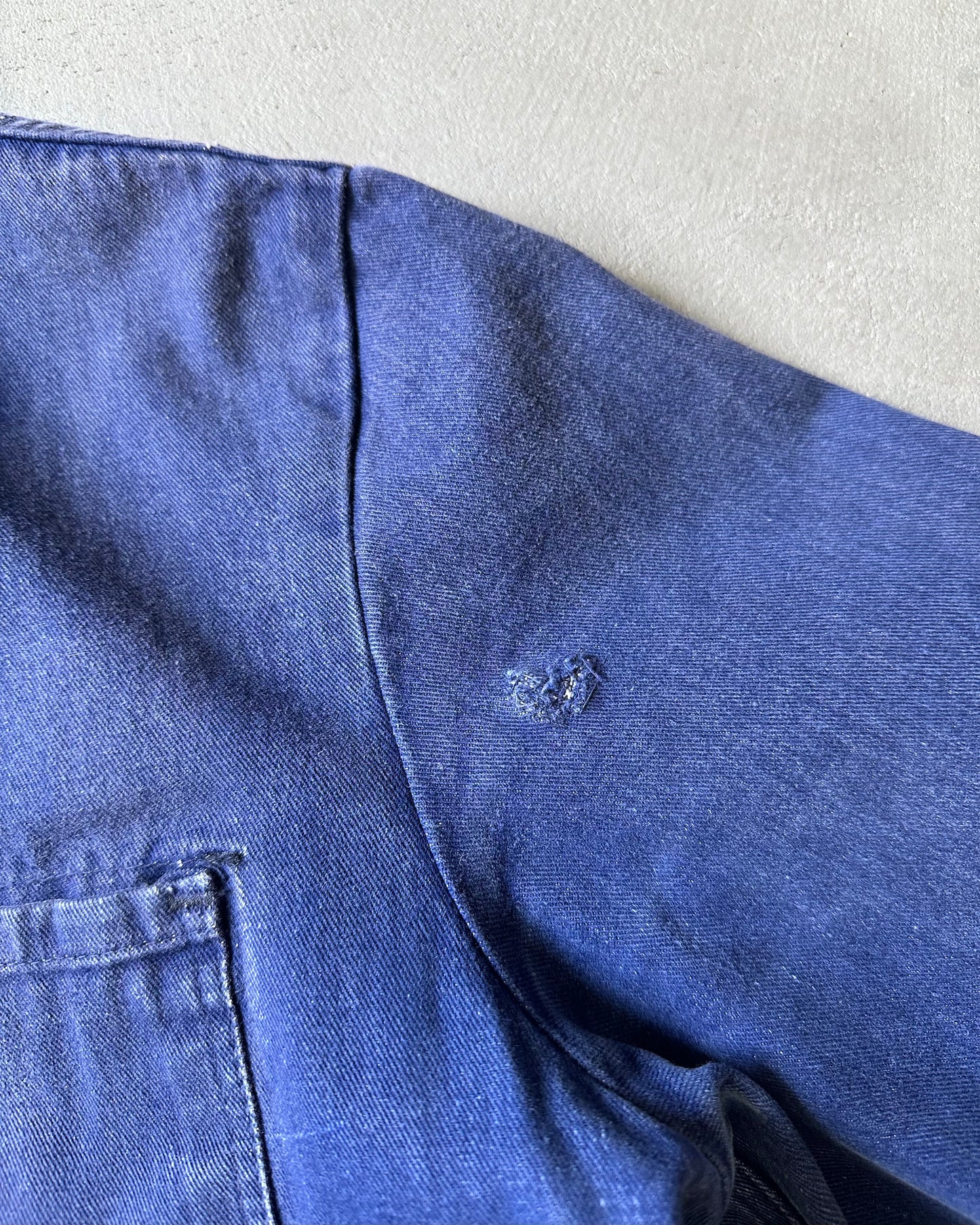 1980s - Distressed Blue Denim Euro Chore - M