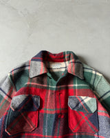 1970s - Green/Red Plaid Wool Shacket - M