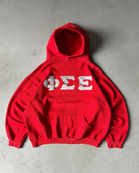 1970s - Red Fraternity Russell Hoodie - M