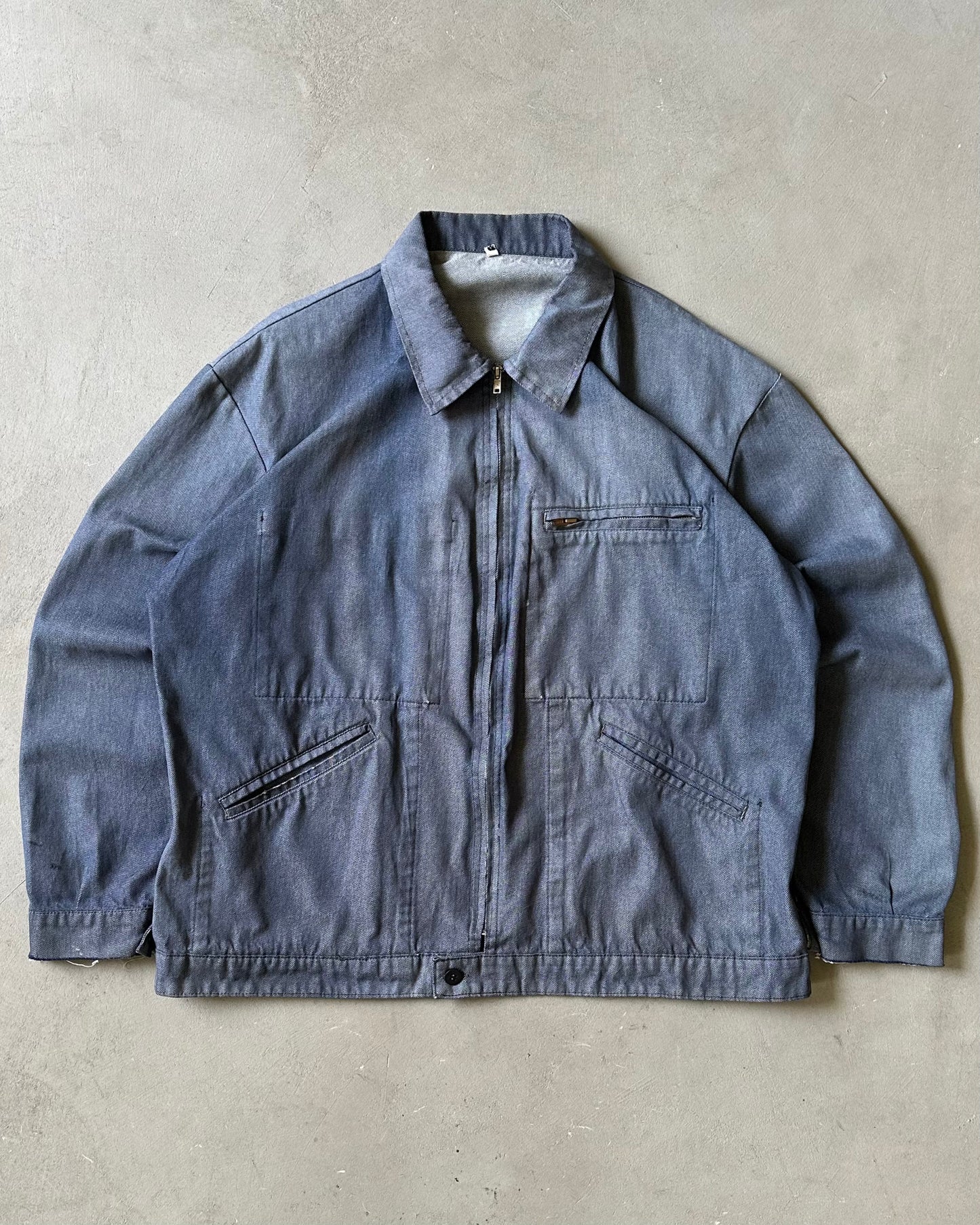 1980s - Distressed Denim Work Jacket - XL