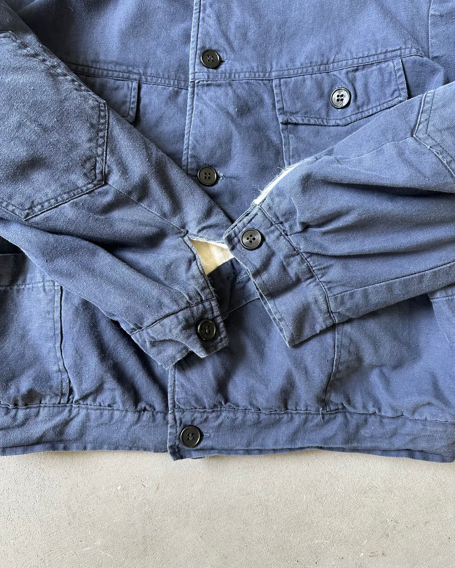 Années 80 - Blouson de travail doublé fausse fourrure marine - M