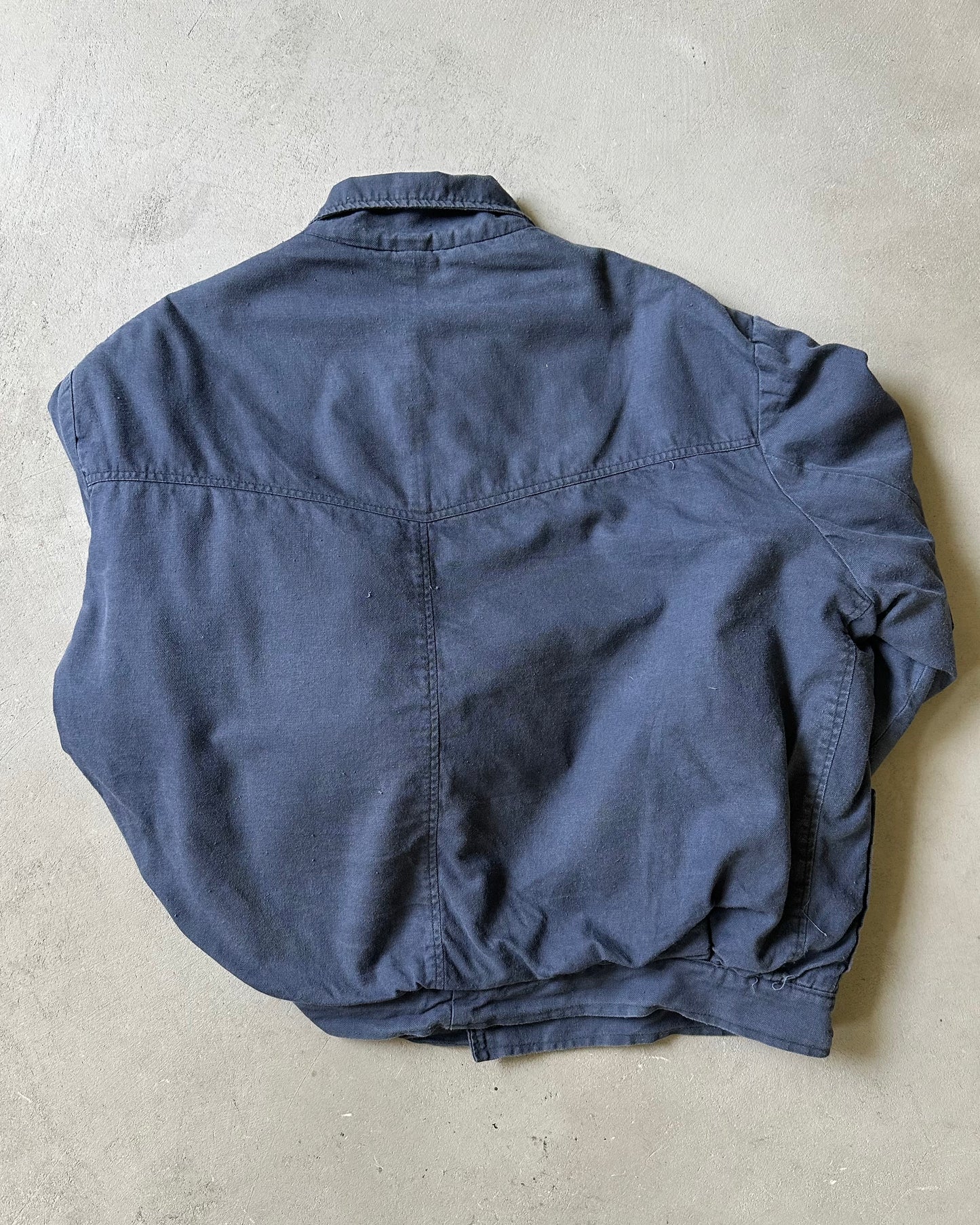 Années 80 - Blouson de travail doublé fausse fourrure marine - M