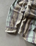 1990s - Tan/Purple Five Brother Plaid Flannel - M TALL