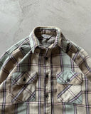 1990s - Tan/Purple Five Brother Plaid Flannel - M TALL