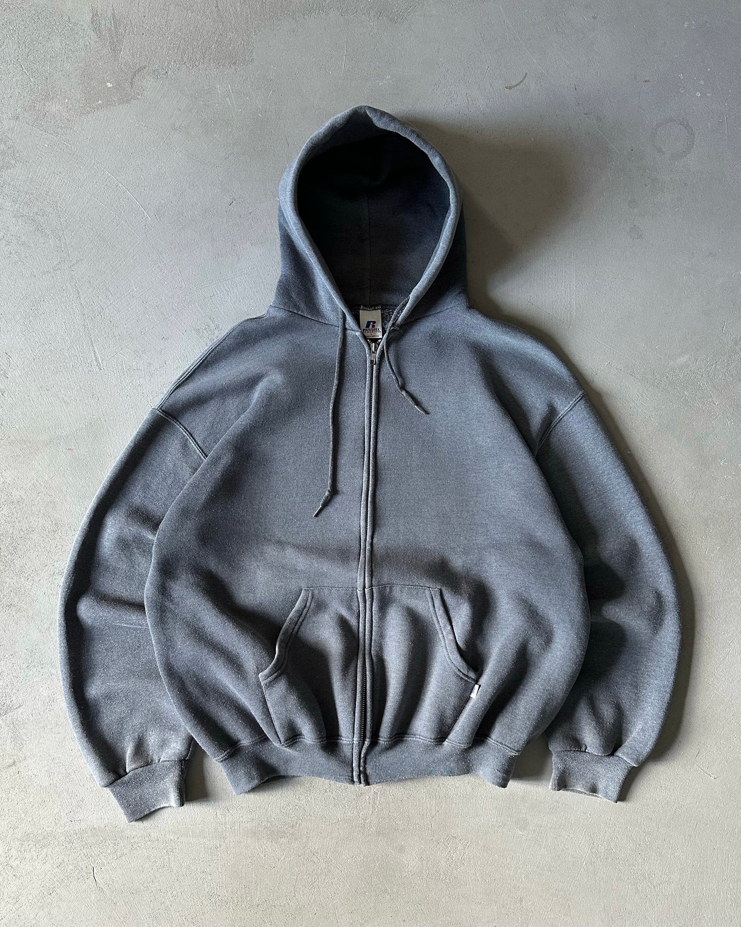 1990s - Charcoal Russell Zip Up Hoodie - L