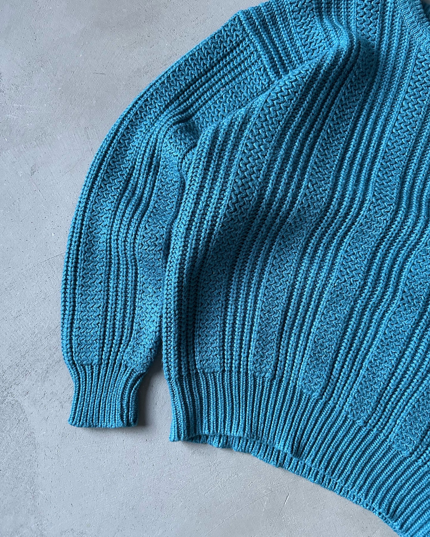 1990s - Blue Ribbed Sweater - L