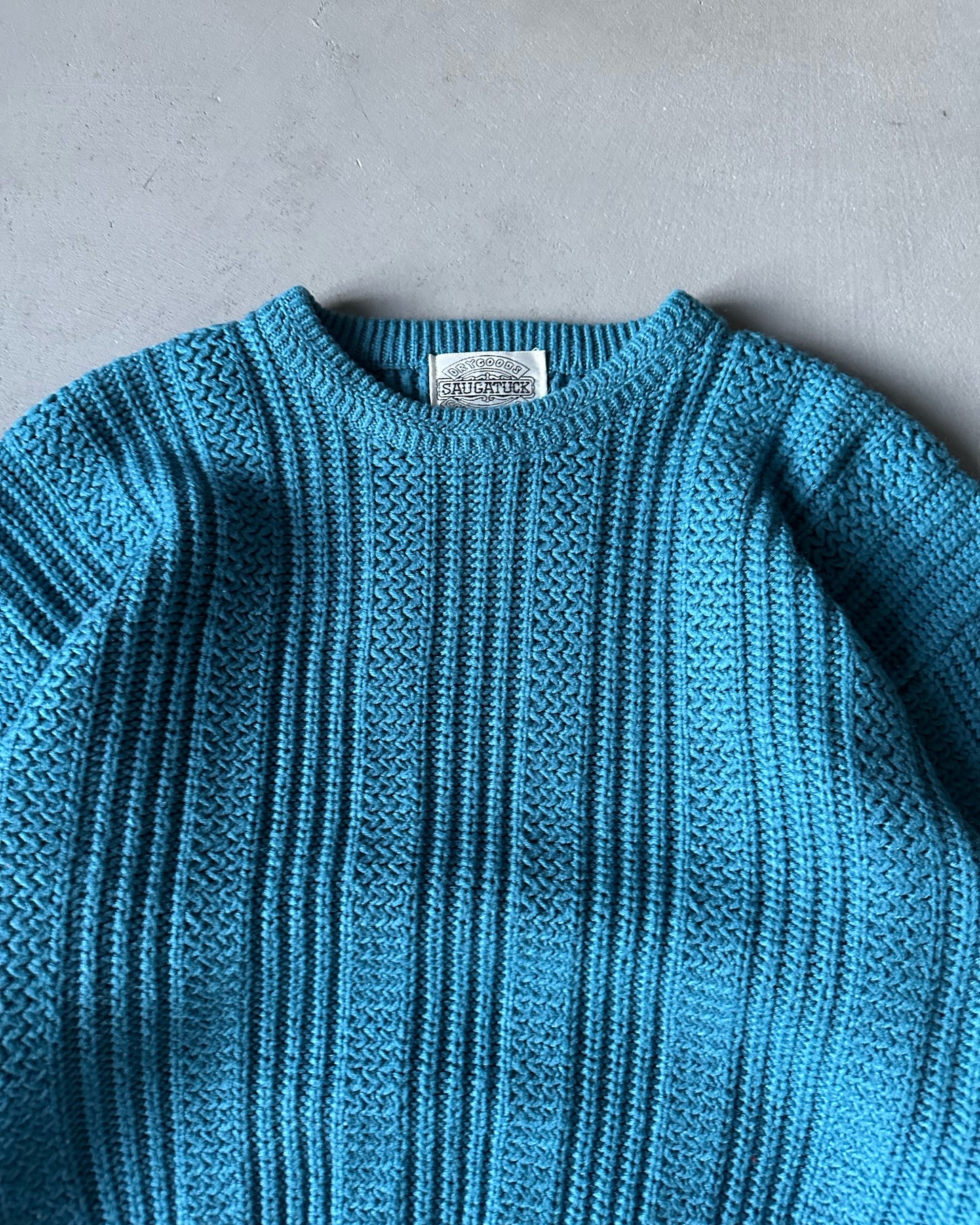 1990s - Blue Ribbed Sweater - L