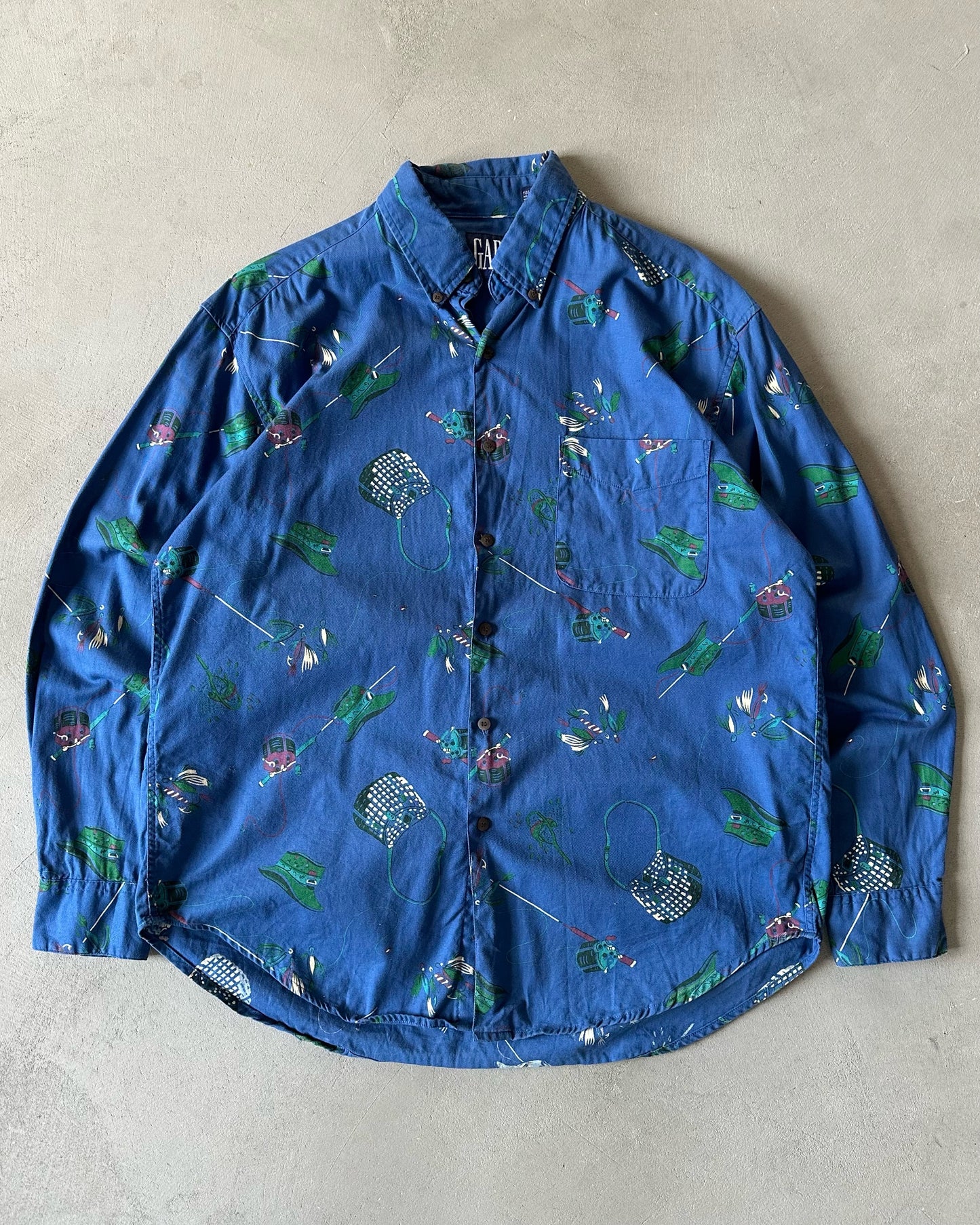 1990s - Navy GAP Fishing Shirt - L