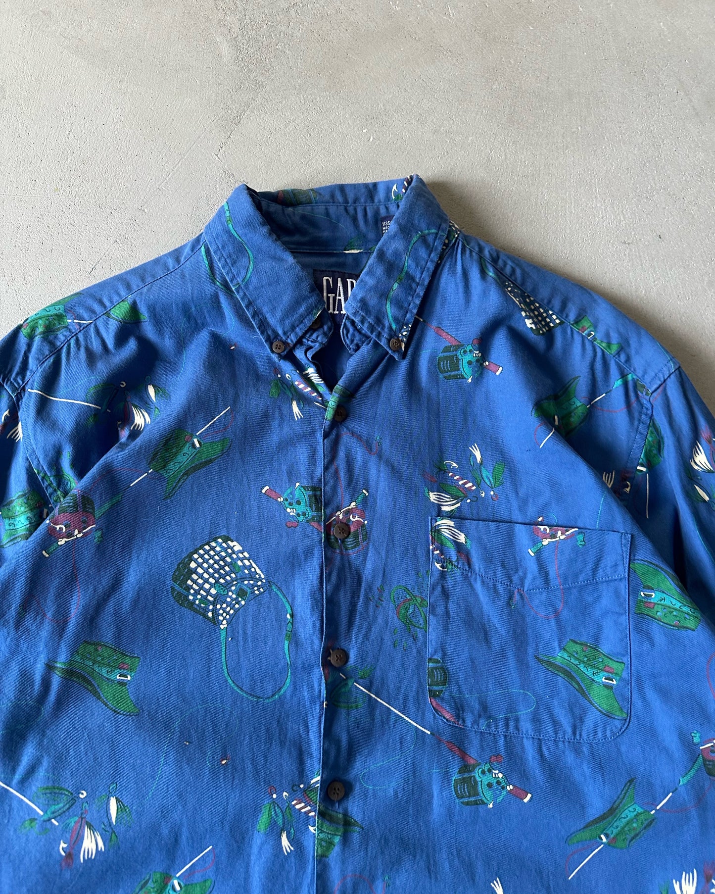 1990s - Navy GAP Fishing Shirt - L