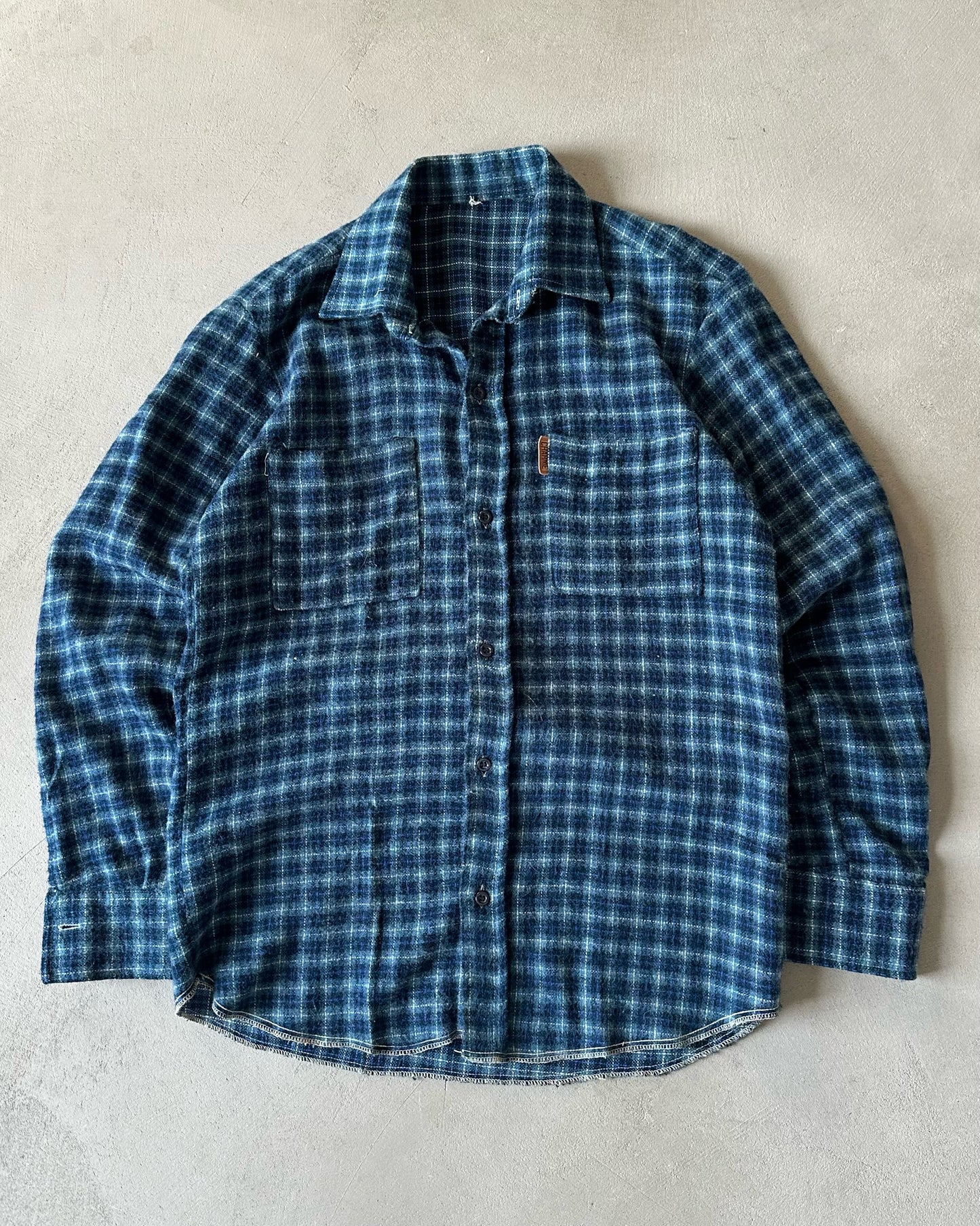 1990s - Blue Charme Plaid Flannel - S