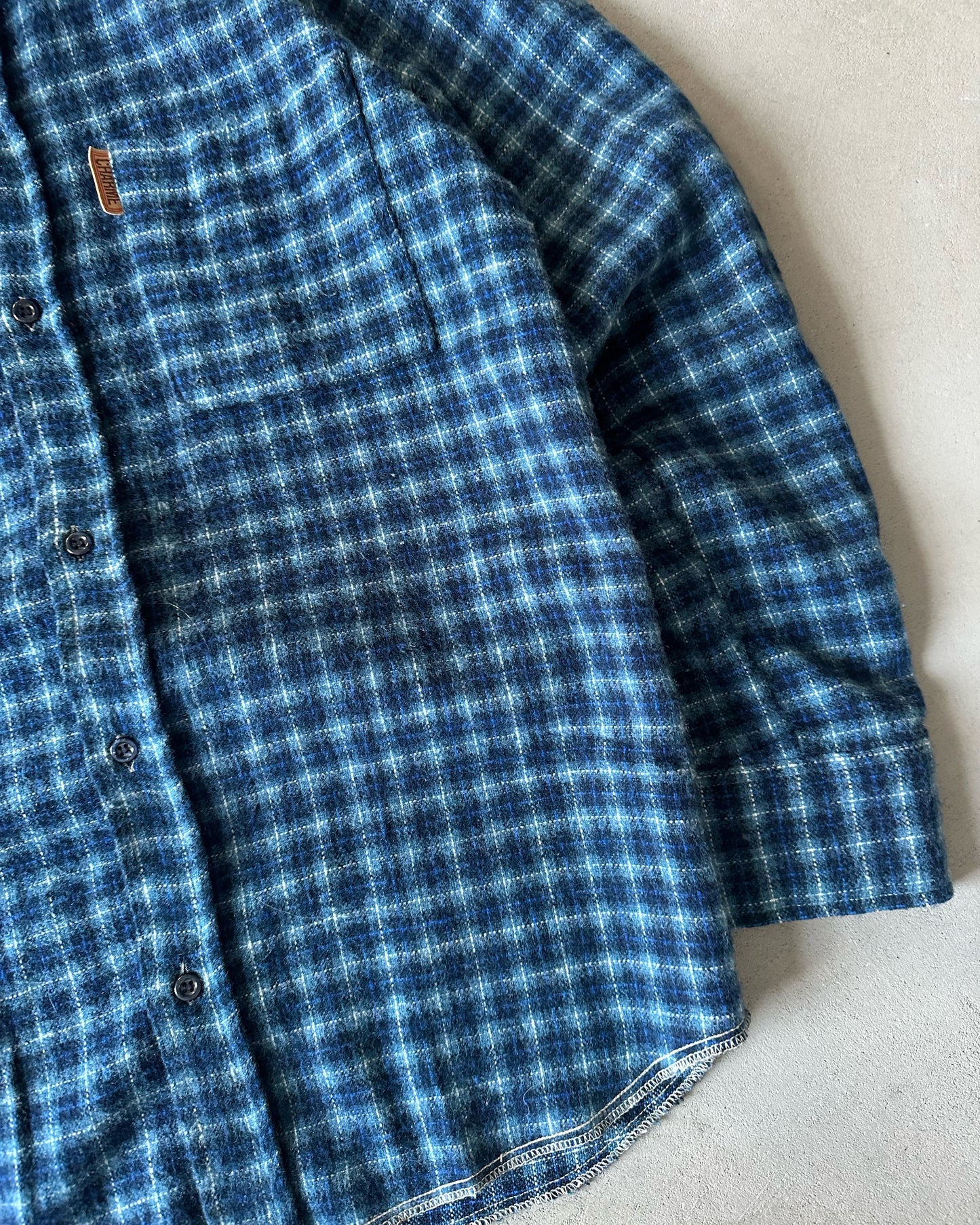 1990s - Blue Charme Plaid Flannel - S