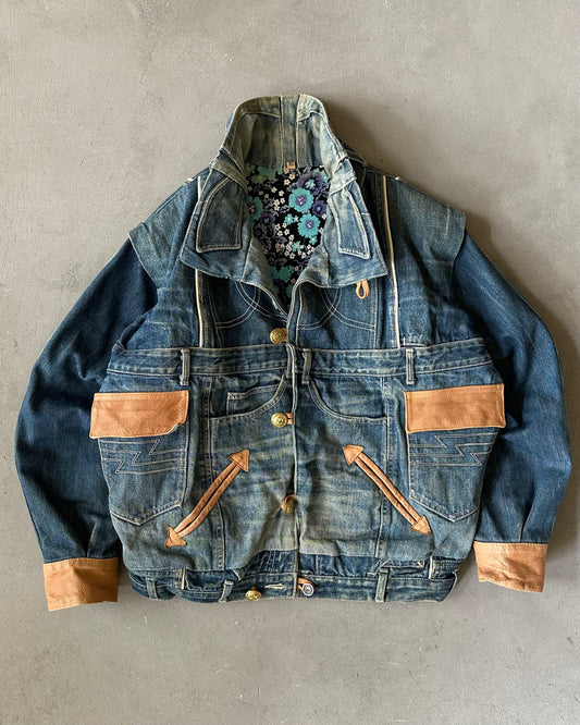 Années 80 - Veste en Jean Faite Main - XS