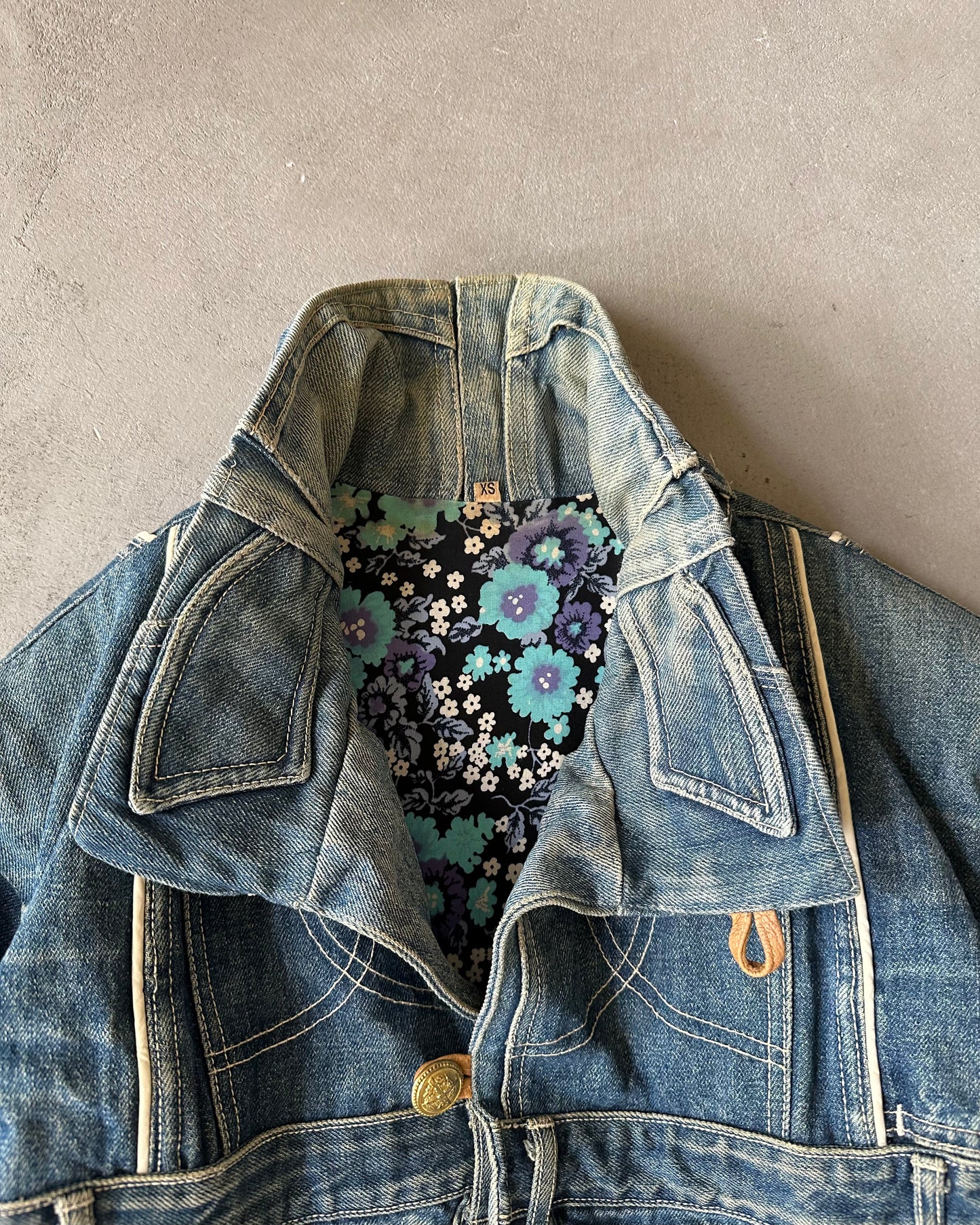 Années 80 - Veste en Jean Faite Main - XS