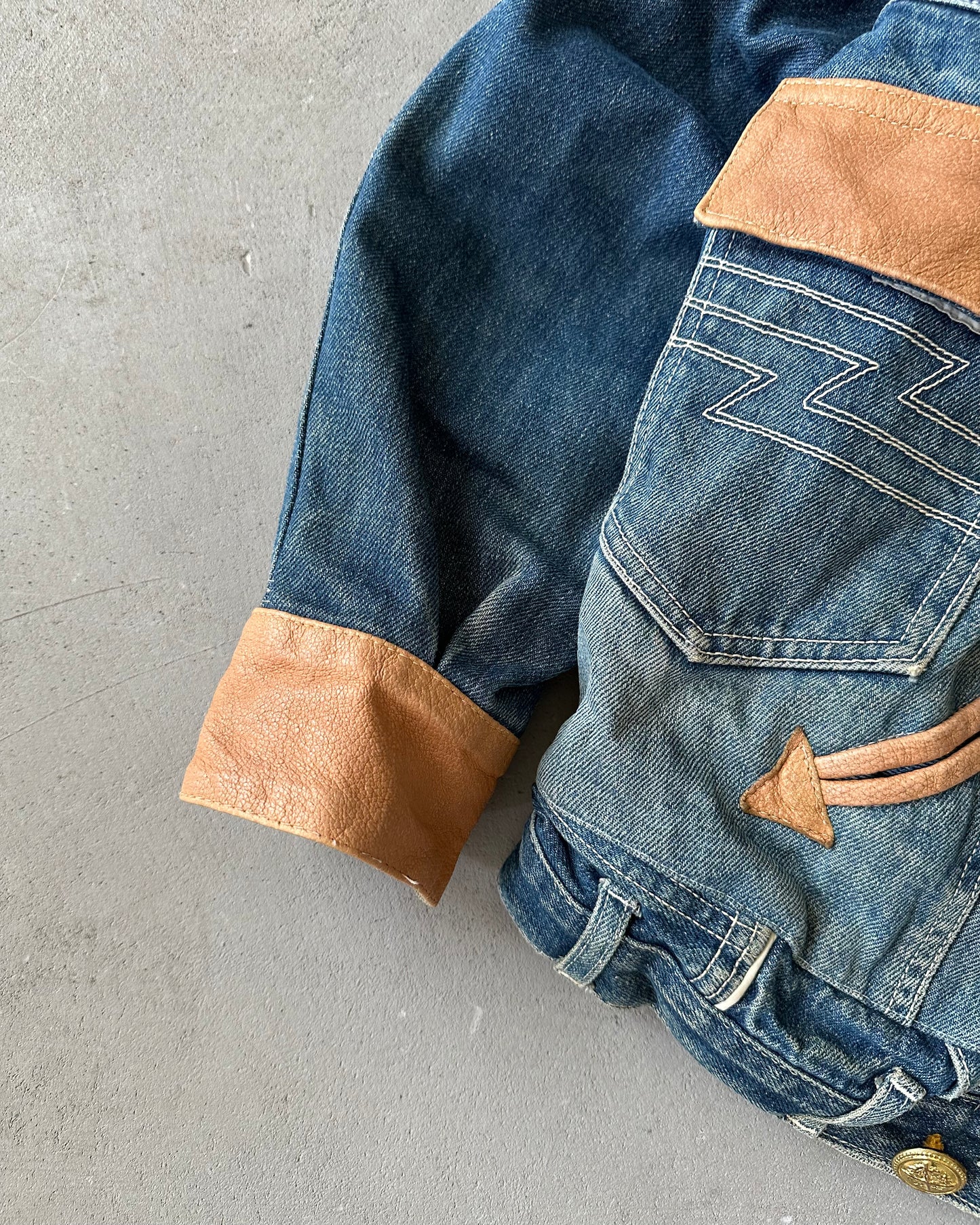 Années 80 - Veste en Jean Faite Main - XS