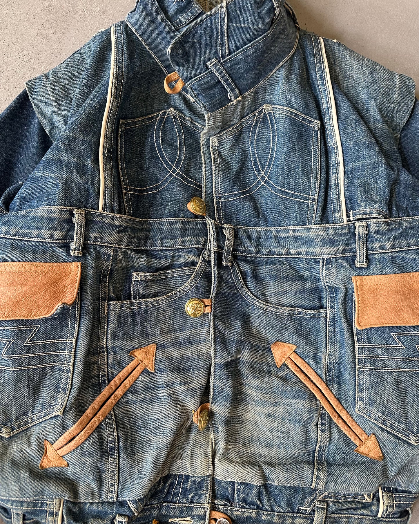 Années 80 - Veste en Jean Faite Main - XS