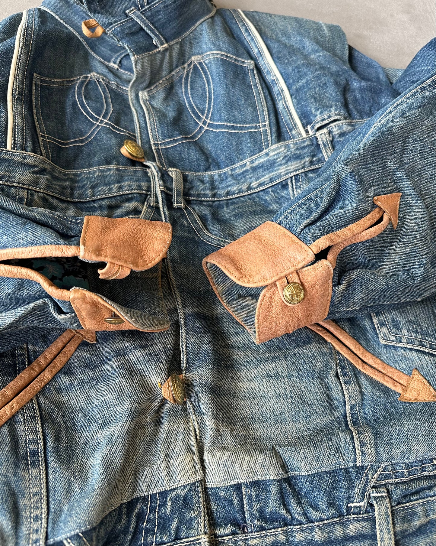 Années 80 - Veste en Jean Faite Main - XS