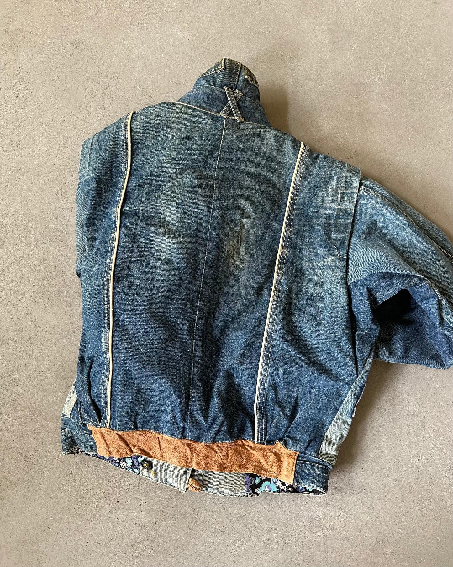 Années 80 - Veste en Jean Faite Main - XS