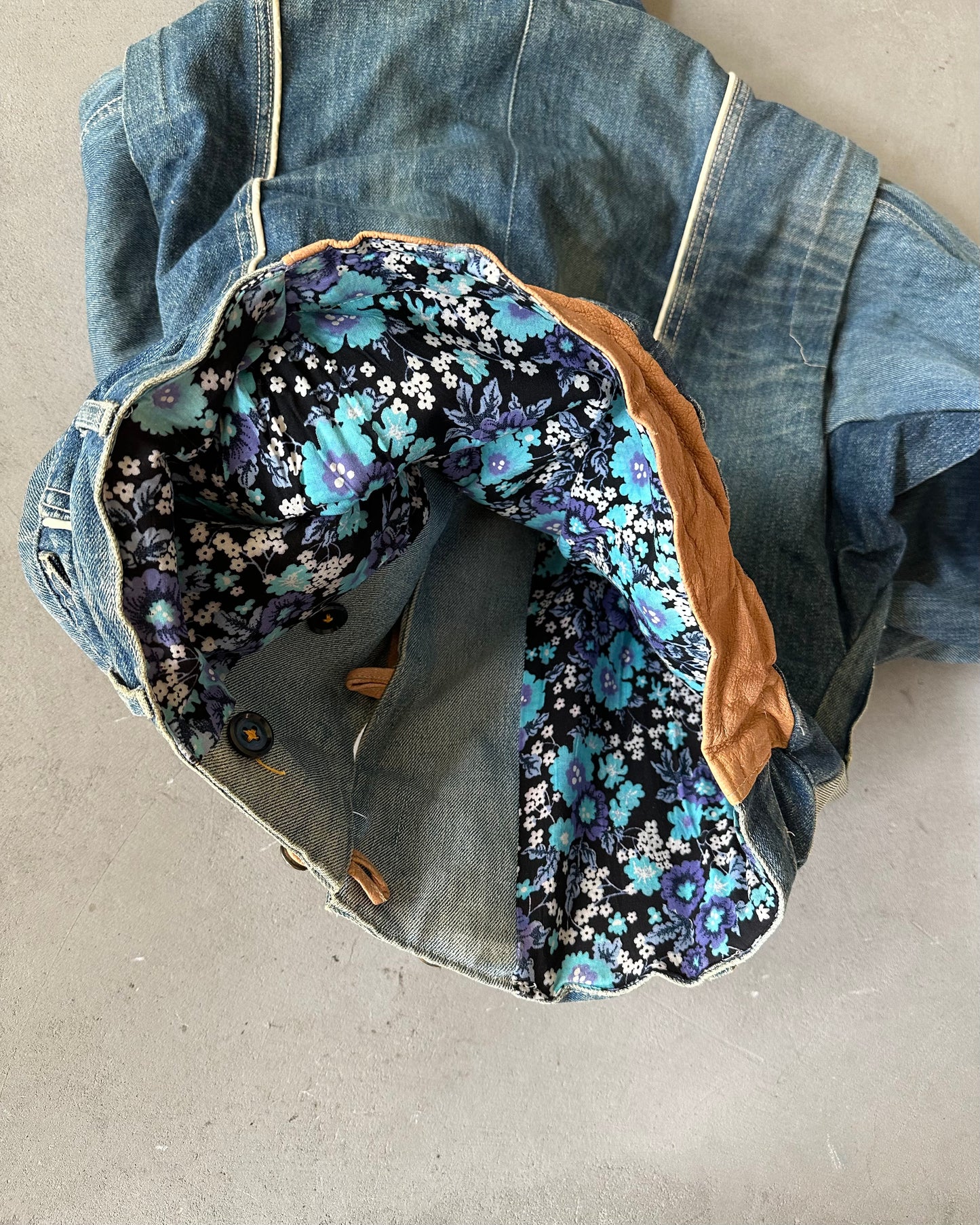 Années 80 - Veste en Jean Faite Main - XS