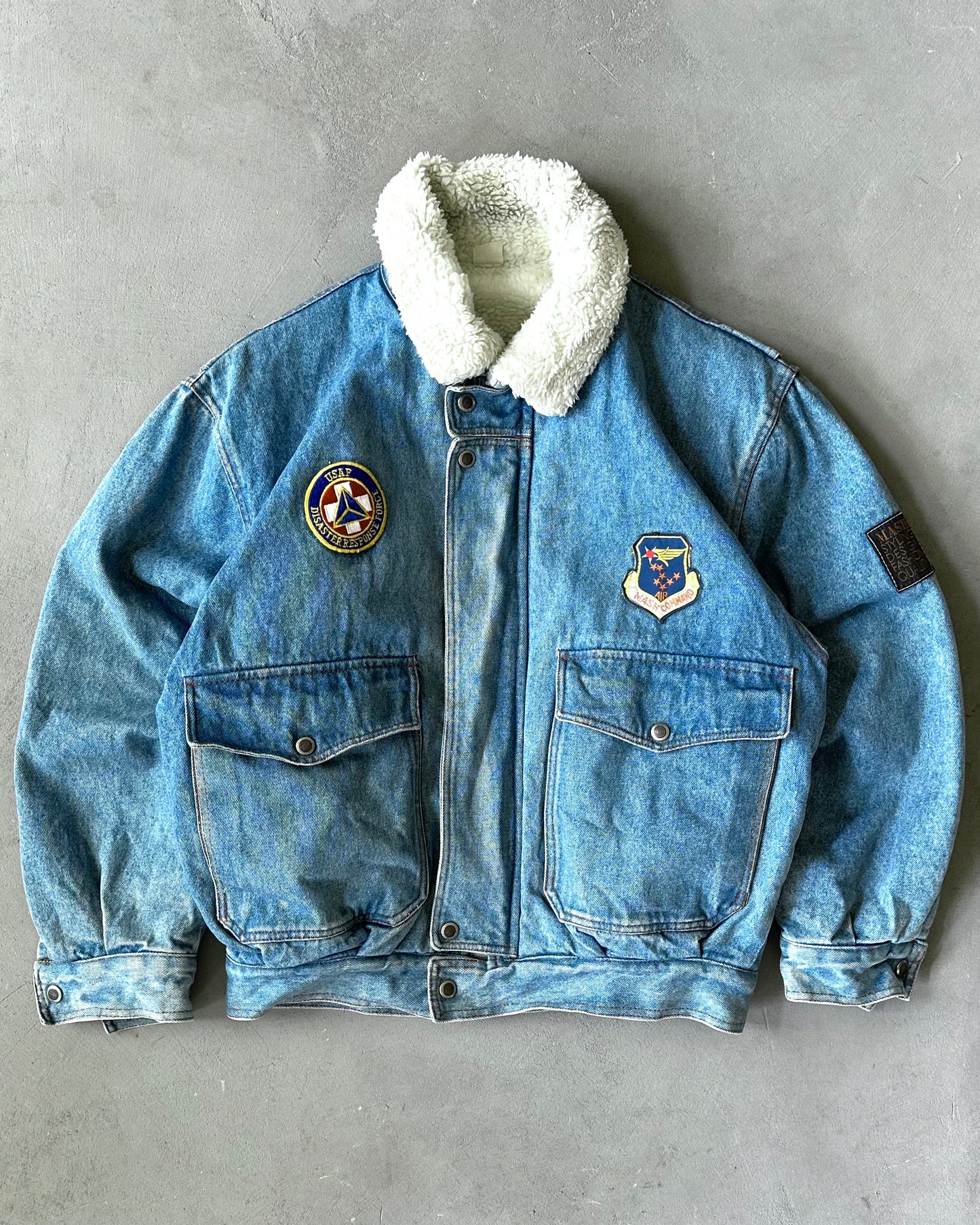 Années 1990 - Blouson en jean Aviateur - M