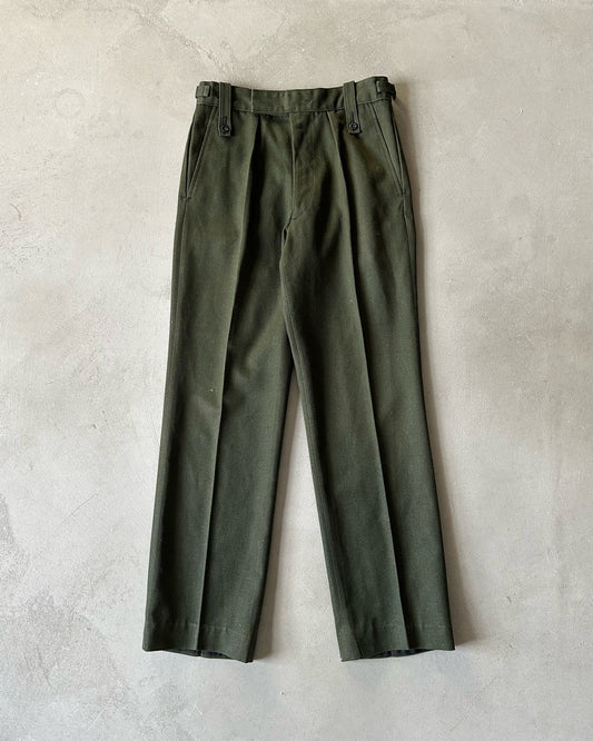 1980s - Dark Green Military Pleated Trousers - 30x30