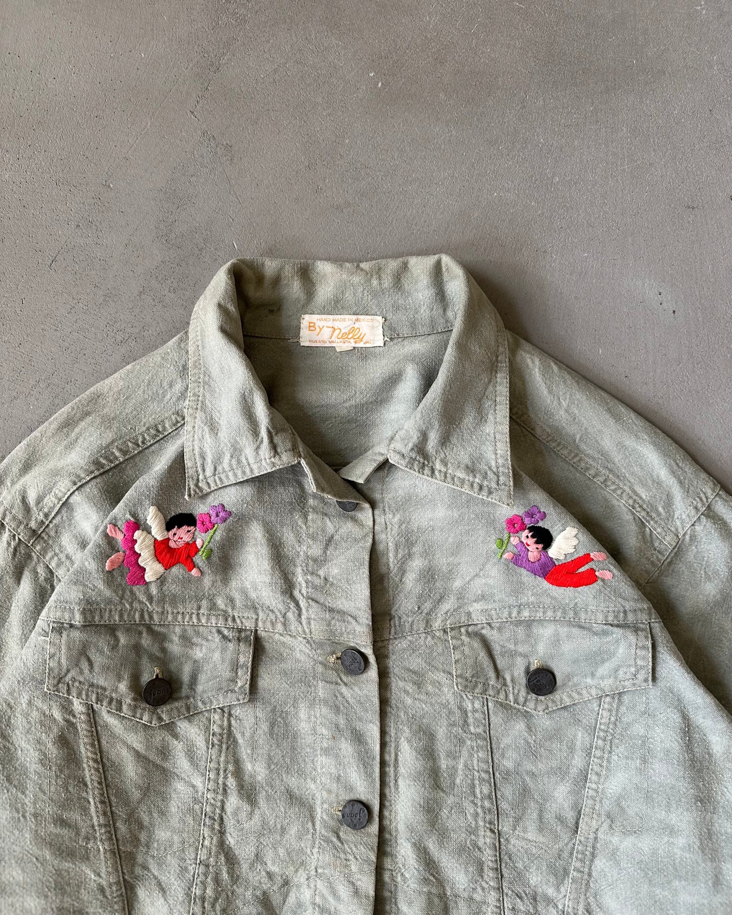 Années 1980 - Blouson souvenir mexicain gris - (F)M