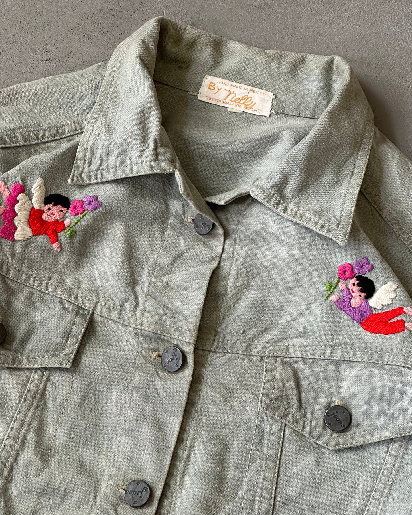Années 1980 - Blouson souvenir mexicain gris - (F)M