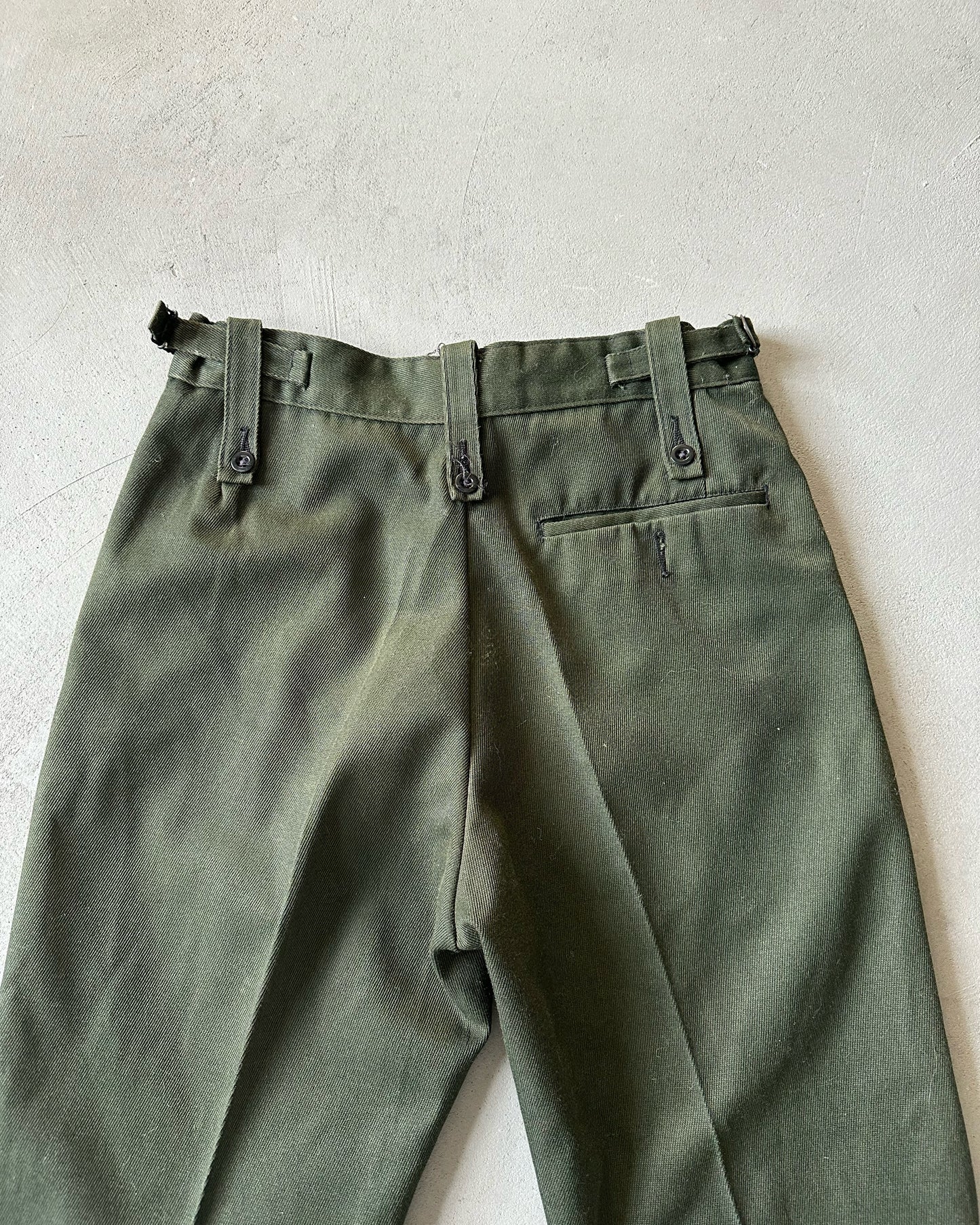 1980s - Dark Green Military Pleated Trousers - 30x30