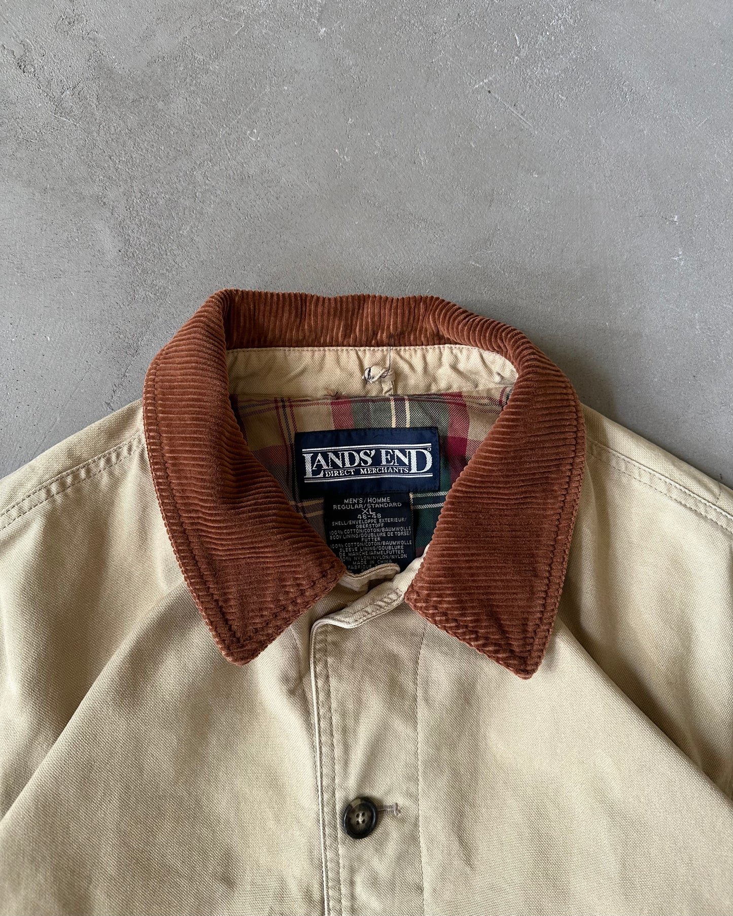 Années 90 - Veste de travail Lands' End beige - Taille XL
