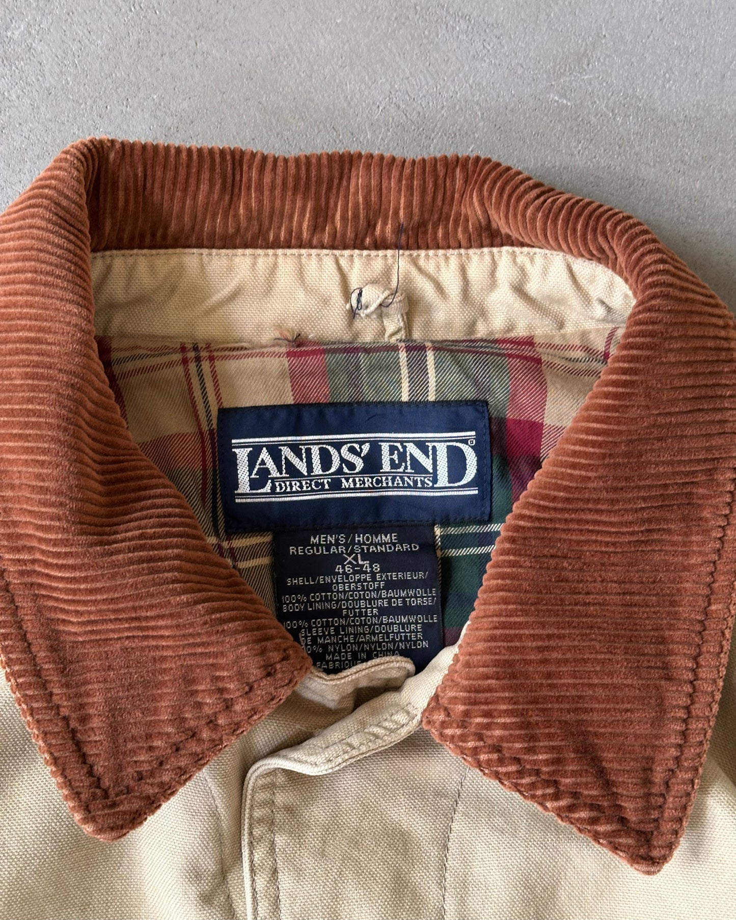 Années 90 - Veste de travail Lands' End beige - Taille XL