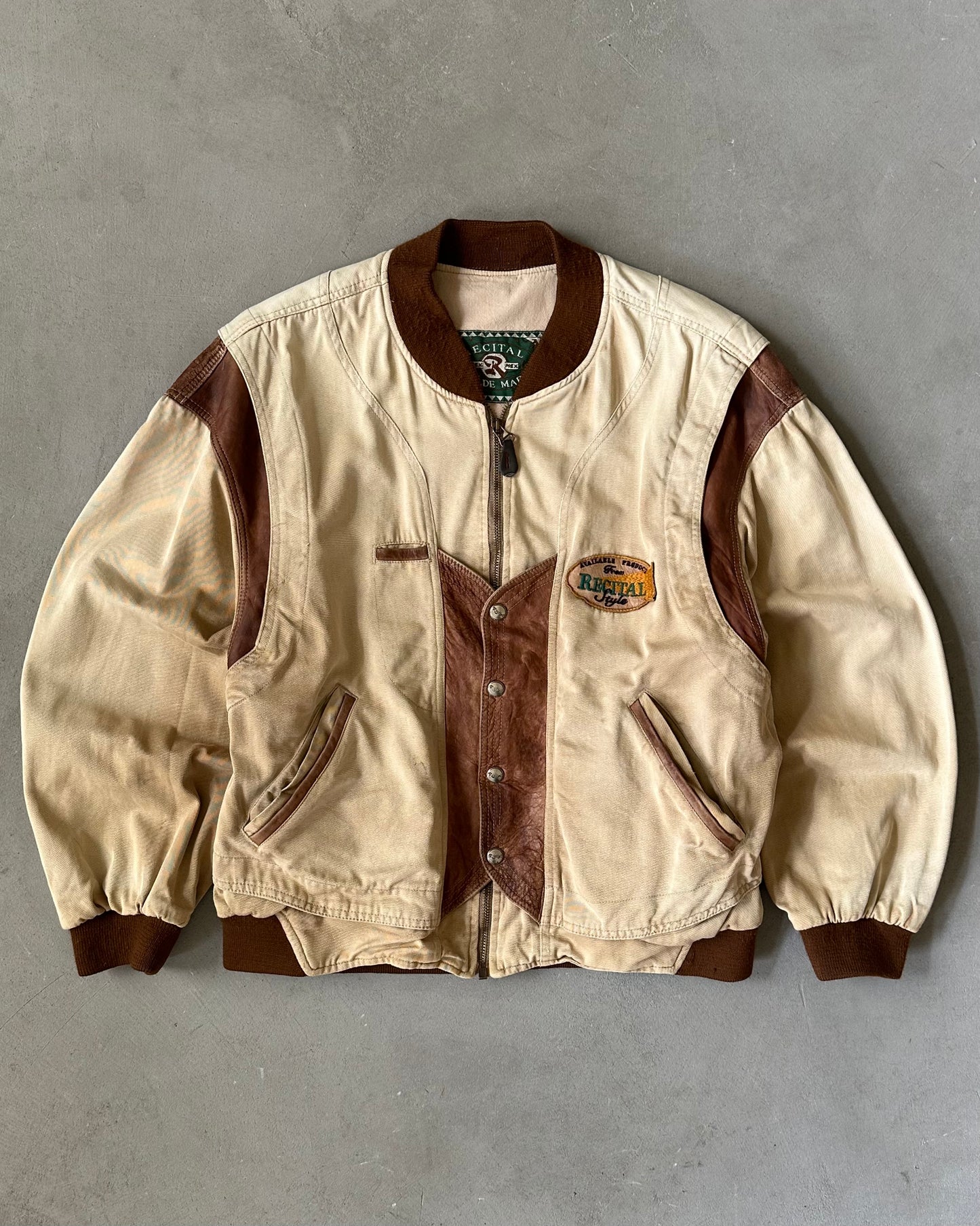 Années 80 - Veste Euro beige/marron - T. M
