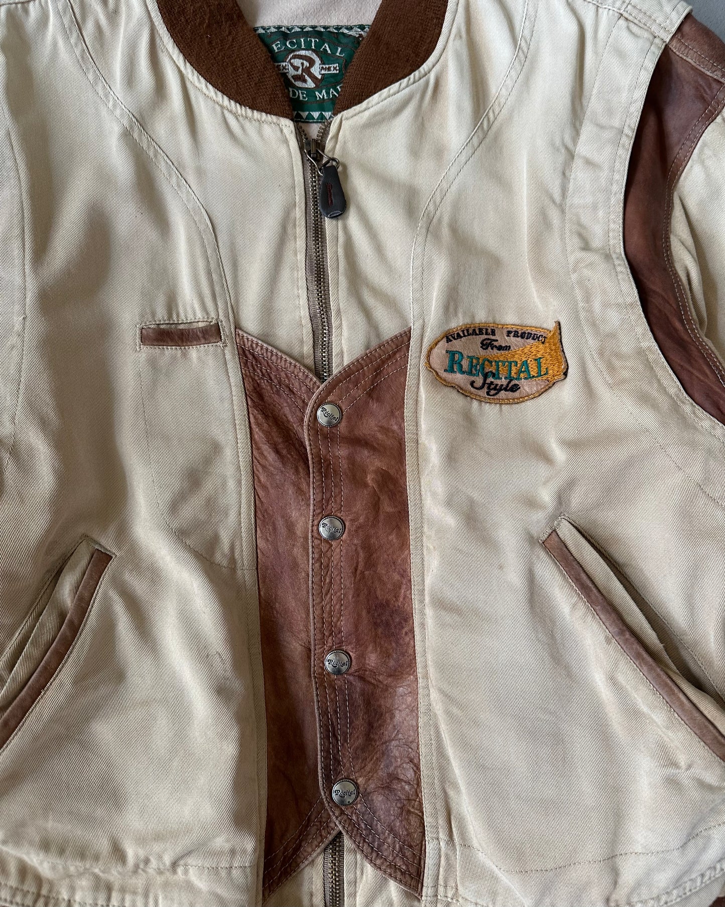 Années 80 - Veste Euro beige/marron - T. M