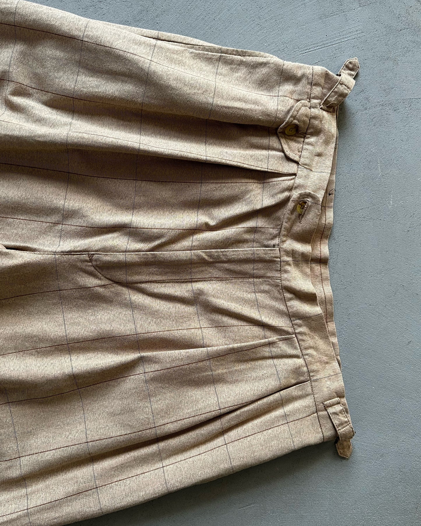 1990s - Beige/Brown TH Pleated Loose Trousers - 36x33