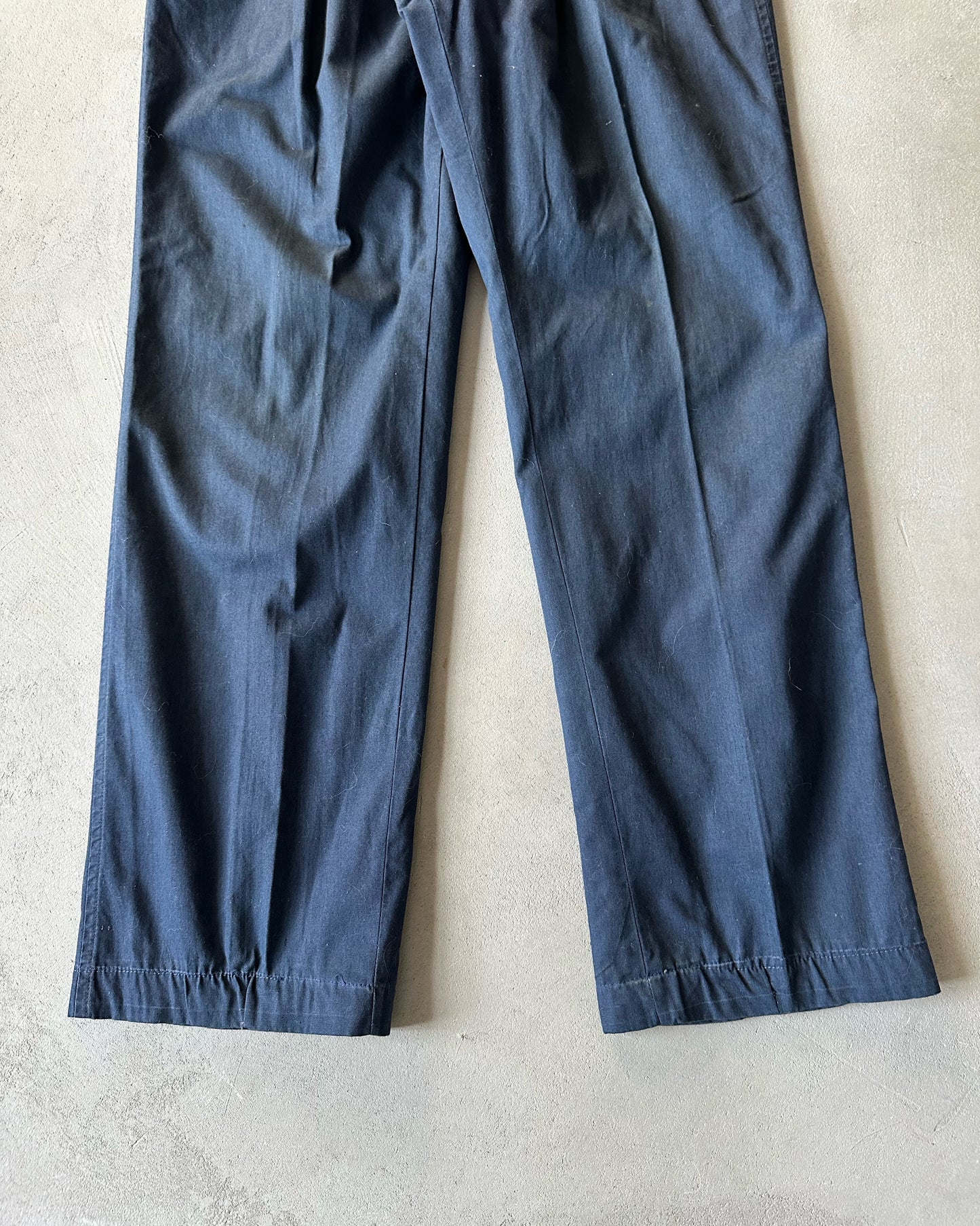 1970s - Navy Polo RL Pleated Cotton Trousers - 32x30