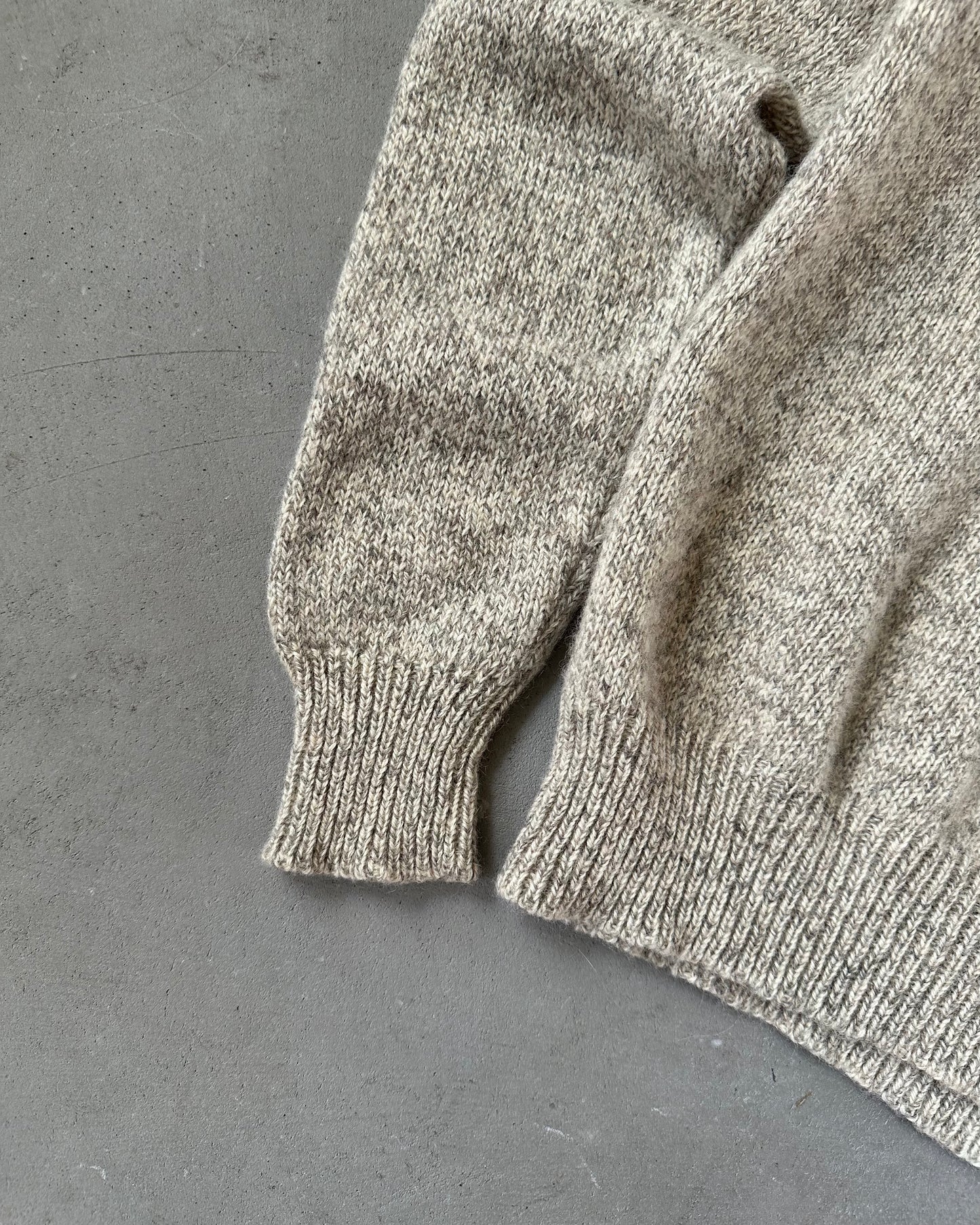 1970s - Oatmeal Shawl Wool Sweater - L
