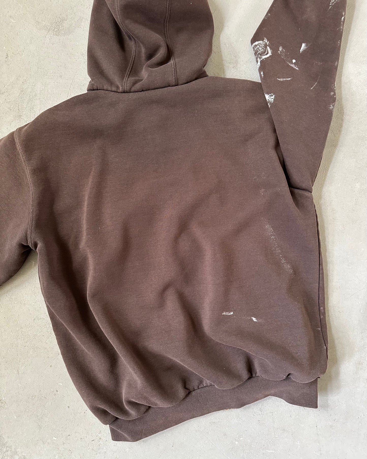 2000s - Distressed Brown Carhartt Thermal Zip Up Hoodie - L