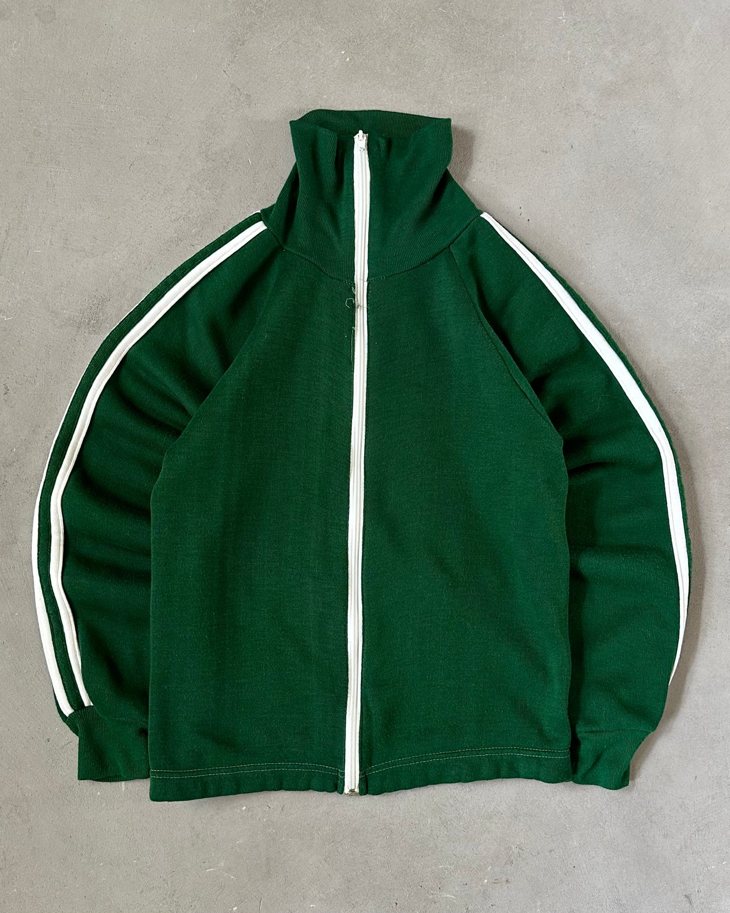 Années 1970 - Veste de survêtement zippée vert/blanc - XS/S