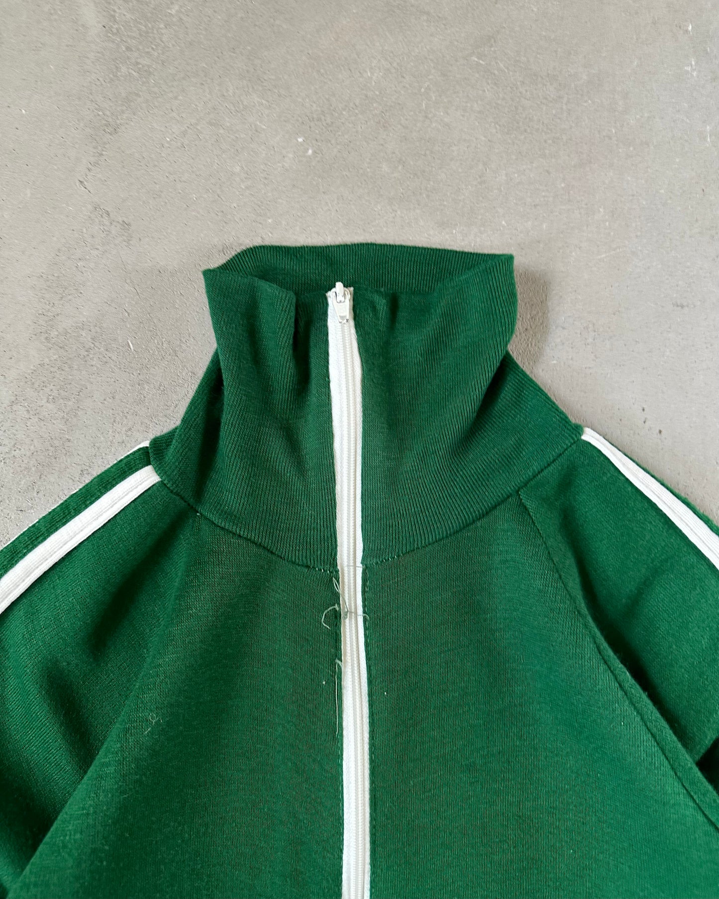 Années 1970 - Veste de survêtement zippée vert/blanc - XS/S