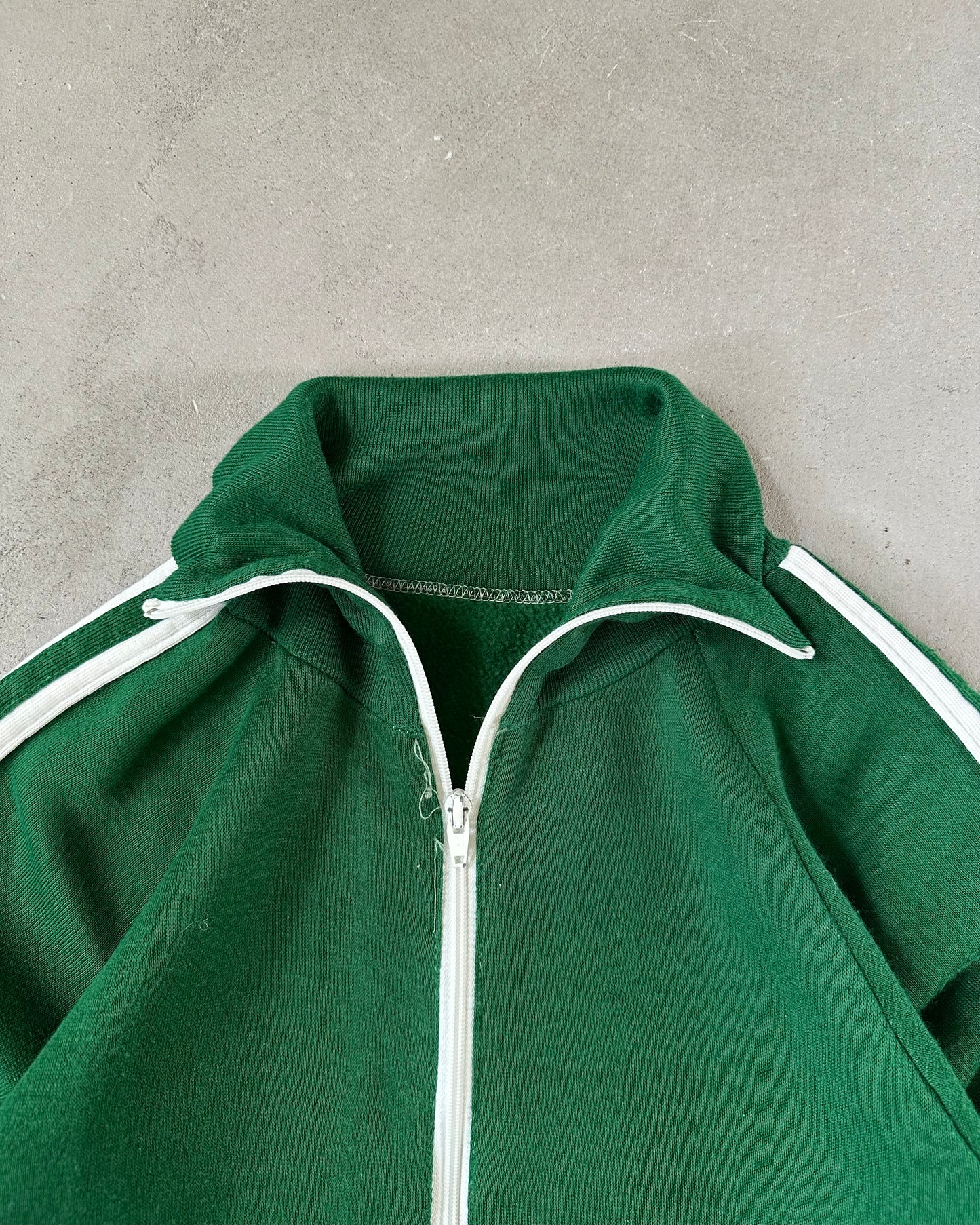 Années 1970 - Veste de survêtement zippée vert/blanc - XS/S
