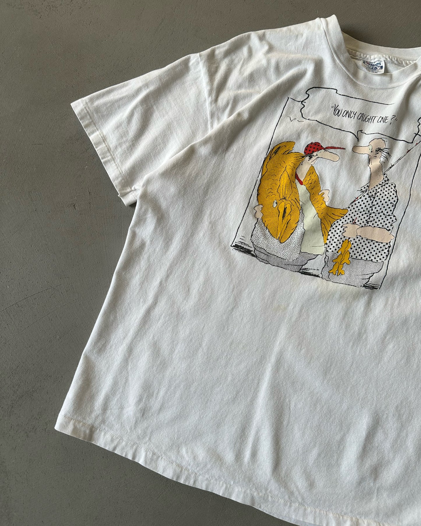 1980s - White Fishing T-Shirt - XL