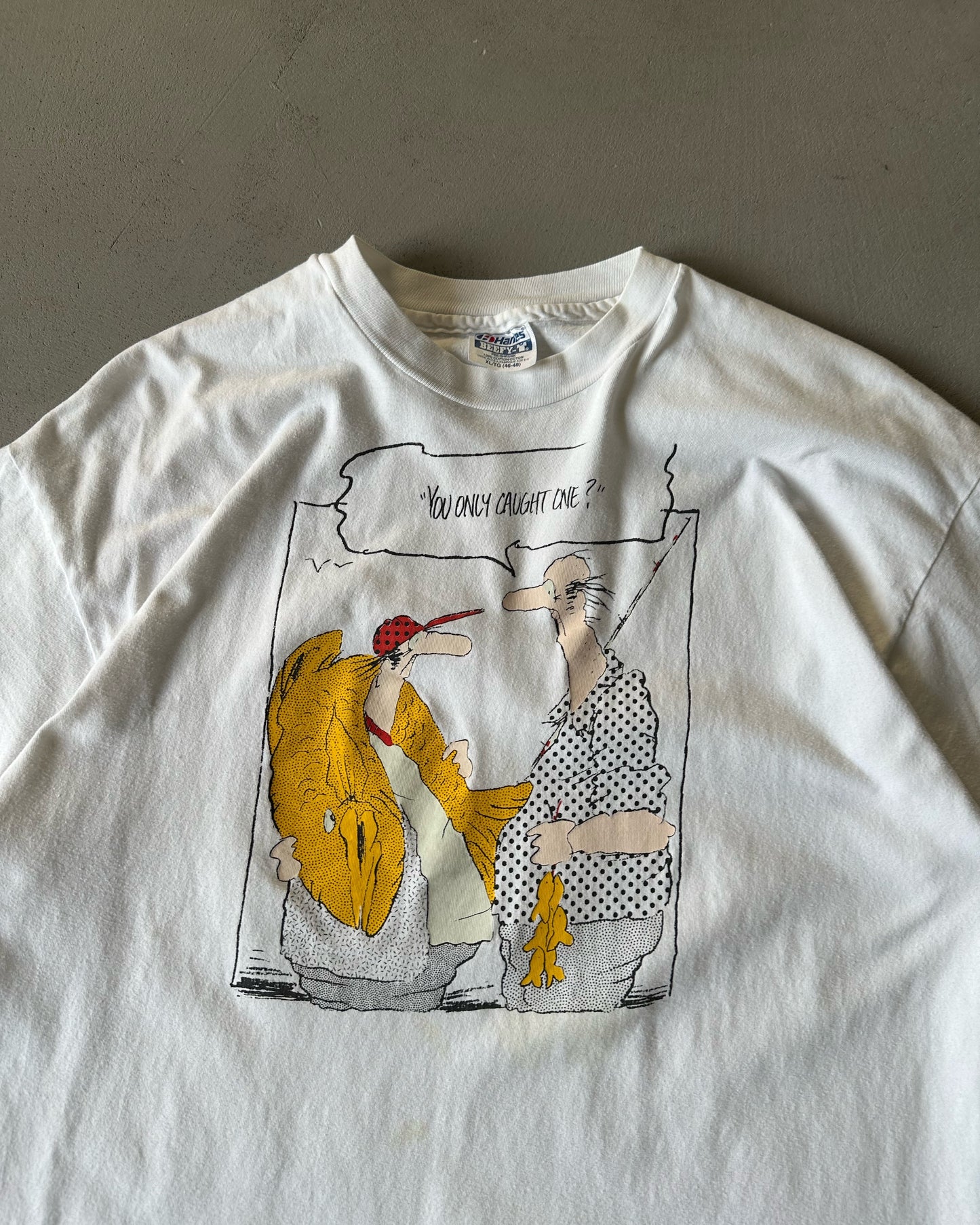 1980s - White Fishing T-Shirt - XL