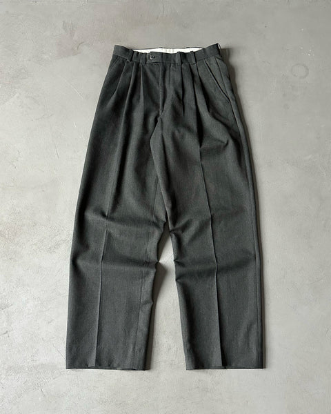 1980s - Charcoal Triple Pleated Trousers - 30x29