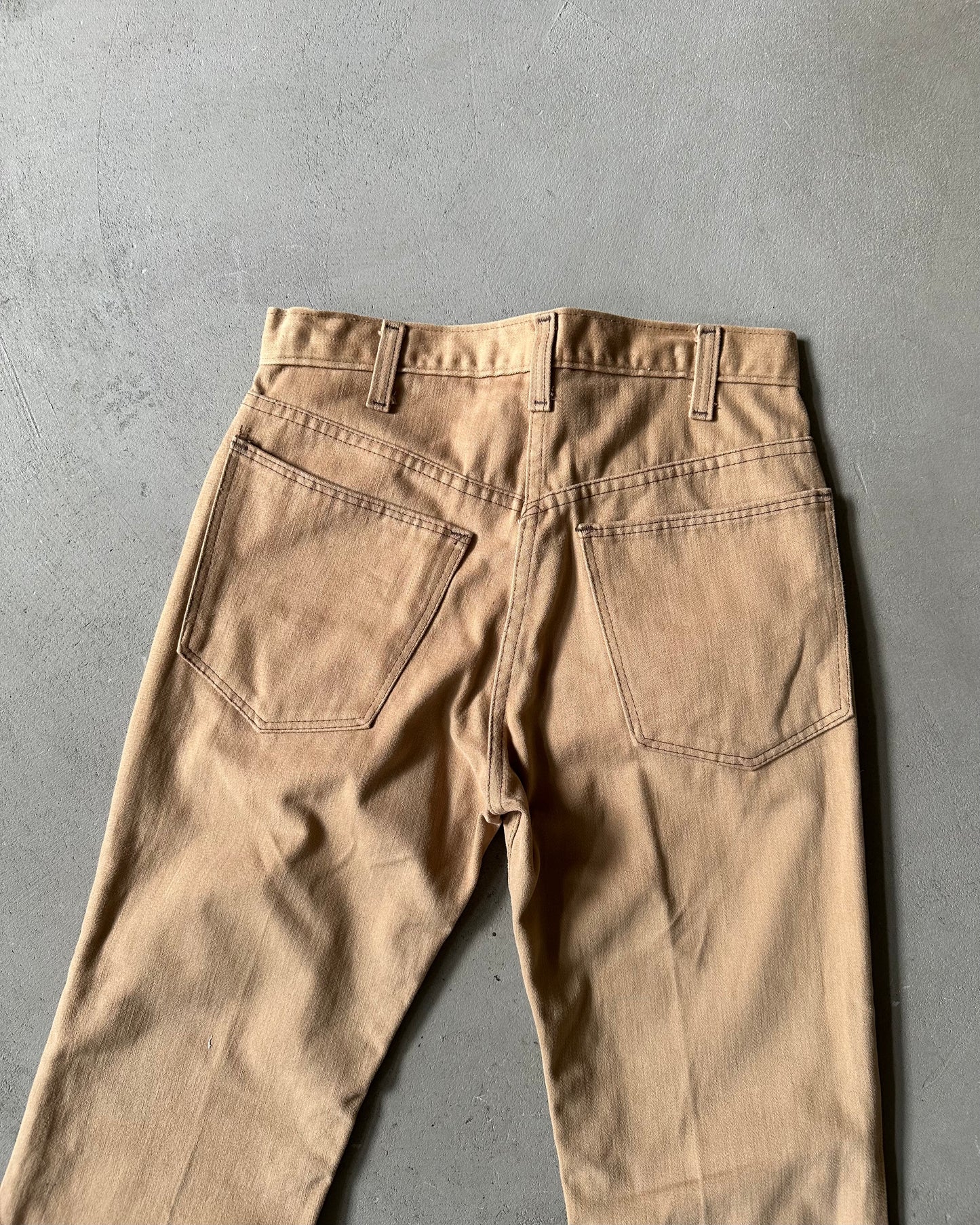 Années 70 - Pantalon Bootcut en Moleskine Beige - 29x29