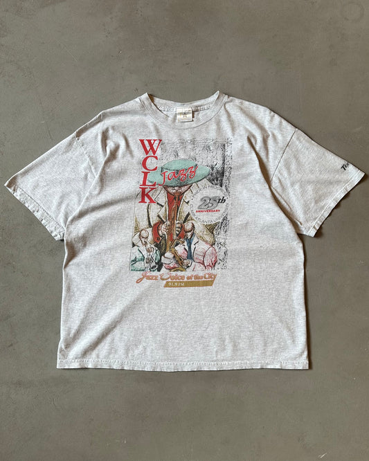 1990s - Distressed Ash Grey JAZZ T-Shirt - XL