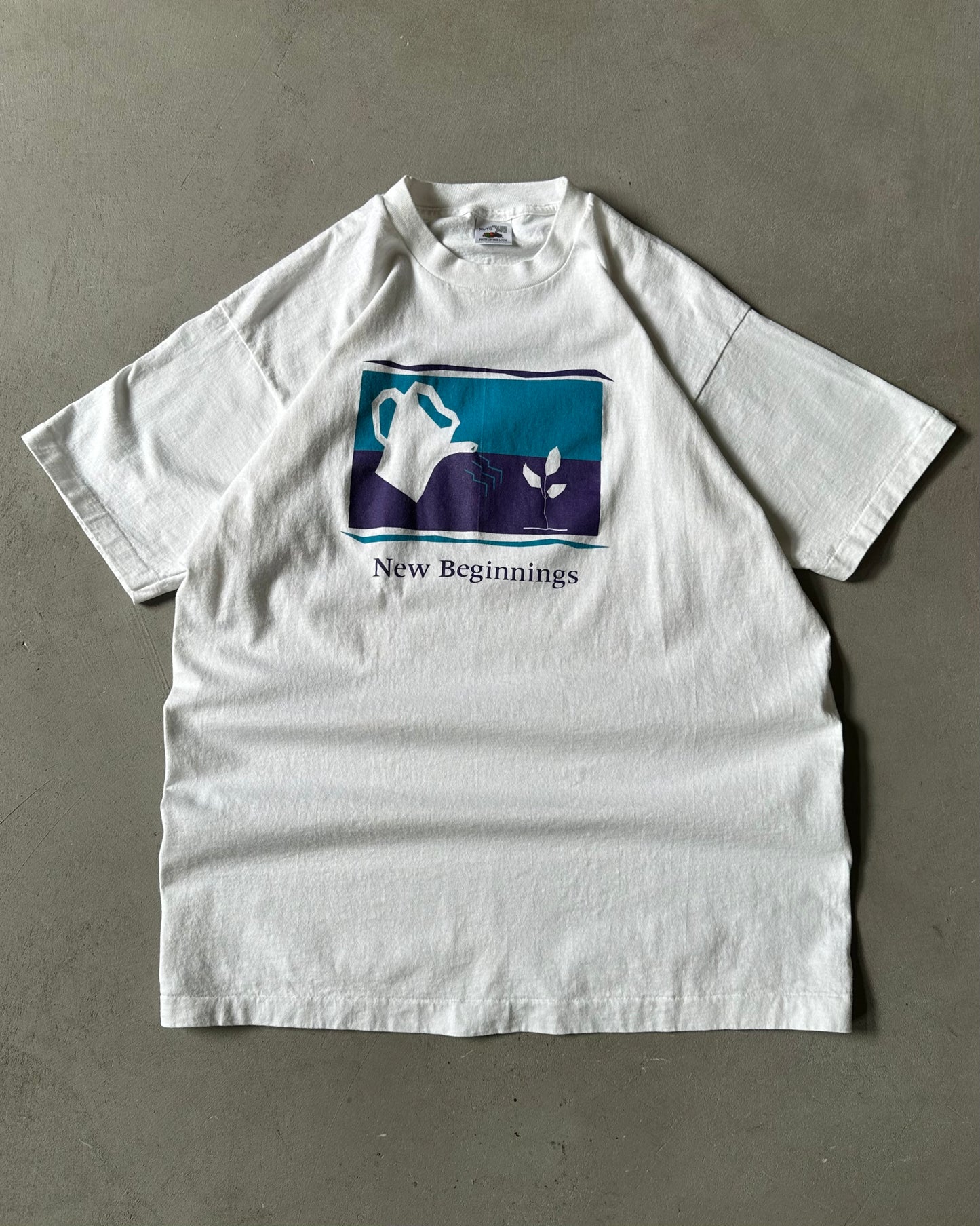 Années 90 - T-shirt blanc "New Beginnings" - XL